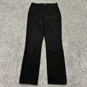 NYDJ Jeans Womens 6 Black Straight Stretch Lift Tuck Preppy City Casual Pockets